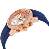 Guess Confetti Diamonds Gold Dial Blue Rubber Strap Watch For Women - W1098L6 Authentic Buy Shop Now