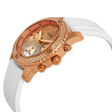 Guess Confetti Crystal Rose Gold Dial White Silicone Strap Watch For Women - W1098L5 Authentic Buy Shop Now