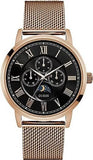 Guess Delancy Black Dial Rose Gold Mesh Bracelet Watch for Men - W0871G5 Authentic Buy Shop Now