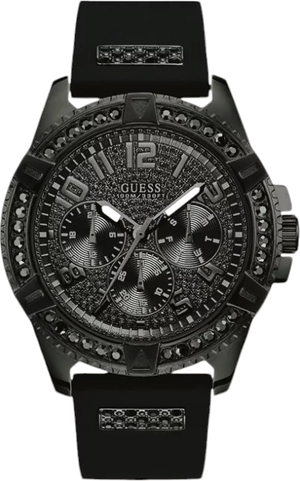 Guess Frontier Crystals Black Dial Black Silicone Strap Watch For Men - W1132G3 Authentic Buy Shop Now