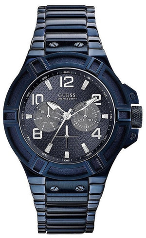 Guess Rigor Multifunction Black Dial Blue Steel Strap Watch for Men - W0218G4 Authentic Buy Shop Now