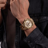 Guess Continental Diamonds Gold Dial Gold Steel Strap Watch for Men - GW0261G2 Authentic Buy Shop Now