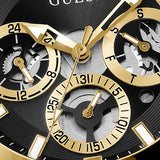 Guess Edge Chronograph Black Dial Gold Steel Strap Watch For Men - GW0539G2 Authentic Buy Shop Now
