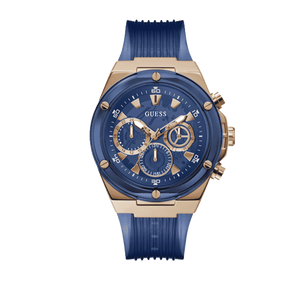 Guess Poseidon Chronograph Blue Dial Blue Silicone Strap Watch For Men - GW0425G3 Authentic Buy Shop Now
