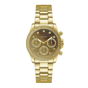 Guess Sol Chronograph Gold Dial Gold Steel Strap Watch For Women - GW0483L2 Authentic Buy Shop Now
