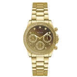Guess Sol Chronograph Gold Dial Gold Steel Strap Watch For Women - GW0483L2 Authentic Buy Shop Now
