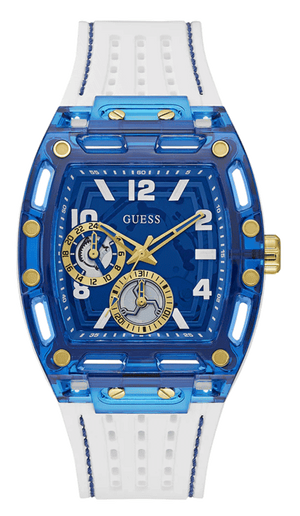 Guess Phoenix Multifunction Blue Dial White Rubber Strap Watch for Men - GW0499G6 Authentic Buy Shop Now