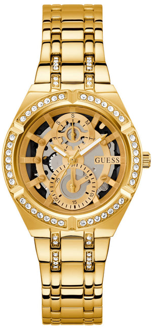 Guess Allara Quartz Gold Dial Gold Steel Strap Watch For Women - GW0604L2 Authentic Buy Shop Now