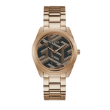 Guess Cubed Analog Black Dial Rose Gold Steel Strap Watch For Women - GW0607L3 Authentic Buy Shop Now