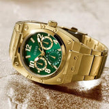 Guess Trend Analog Green Dial Gold Steel Strap Watch For Men - GW0624G2 Authentic Buy Shop Now