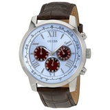 Guess Horizon Chronograph Analog Blue Dial Brown Leather Strap Watch For Men - W0380G6 Authentic Buy Shop Now