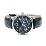 Guess Horizon Chronograph Quartz Black Dial Blue Leather Strap Watch For Men - W0380G3 Authentic Buy Shop Now