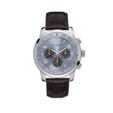 Guess Horizon Chronograph Analog Blue Dial Brown Leather Strap Watch For Men - W0380G6 Authentic Buy Shop Now