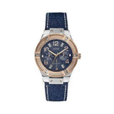 Guess Jet Setter Analog Blue Dial Blue Denim Strap Watch For Women - W0289L1 Authentic Buy Shop Now