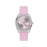 Guess G-Twist Diamonds Silver Dial Pink Rubber Strap Watch for Women - W1240L1 Authentic Buy Shop Now