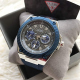 Guess Legacy Grey Dial Blue Silicone Strap Watch For Men - W1049G1 Authentic Buy Shop Now
