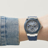 Guess Legacy Grey Dial Blue Silicone Strap Watch For Men - W1049G1 Authentic Buy Shop Now