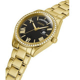Guess Luna Diamonds Black Dial Gold Steel Strap Watch for Women - GW0307L2 Authentic Buy Shop Now