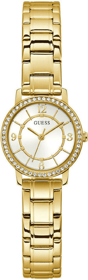 Guess Analog Diamonds Silver Dial Gold Steel Strap Watch For Women - W1013l2 Authentic Buy Shop Now