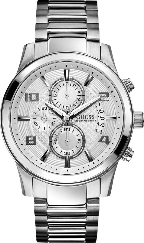 Guess Exec Quartz Silver Dial Silver Steel Strap Watch for Men - W0075G3 Authentic Buy Shop Now
