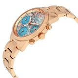 Guess Mini Sunrise Multi Function Analog Turquoise Dial Rose Gold Steel Strap Watch For Women - W0448L8 Authentic Buy Shop Now