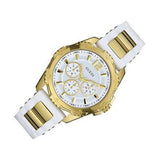 Guess Intrepid White Dial Two Tone Silicone Strap Watch For Women - W0325L2 Authentic Buy Shop Now