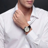 Guess Exec Chronograph White Dial Brown Leather Strap Watch For Men - W0076G2 Authentic Buy Shop Now