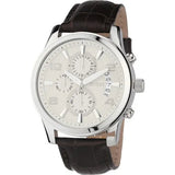 Guess Exec Chronograph White Dial Brown Leather Strap Watch For Men - W0076G2 Authentic Buy Shop Now