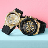 Guess Moonlight Crystals Silver Dial Black Silicone Strap Watch For Women - GW0257L1 Authentic Buy Shop Now