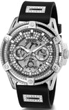 Guess King Quartz Crystals Silver Dial Black Silicone Strap Watch For Men - GW0537G1 Authentic Buy Shop Now