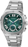 Guess Headline Quartz Green Dial Silver Steel Strap Watch For Men - GW0572G6 Authentic Buy Shop Now