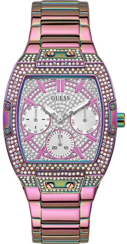 Guess Phoenix Chronograph Crystals Silver Dial Pink Steel Strap Watch For Women - GW0104L4 Authentic Buy Shop Now