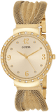 Guess Chiffon Gold Dial Gold Mesh Bracelet Watch For Women - W1083L2 Authentic Buy Shop Now