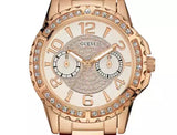 Guess Sassy Quartz White Dial Rose Gold Steel Strap Watch For Women - W0705L3 Authentic Buy Shop Now