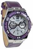 Guess Limelight Quartz Silver Dial Purple Leather Strap Watch For Women - W0775L6 Authentic Buy Shop Now