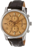 Guess Exec Chronograph Quartz Gold Dial Brown Leather Strap Watch for Men - W0076G3 Authentic Buy Shop Now