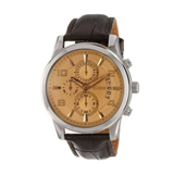 Guess Exec Chronograph Quartz Gold Dial Brown Leather Strap Watch for Men - W0076G3 Authentic Buy Shop Now