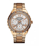 Guess Viva Diamonds White Dial Rose Gold Steel Strap Watch for Women - W0111L3 Authentic Buy Shop Now