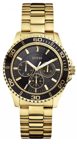 Guess BFF Multifunction Black Dial Gold Steel Strap Watch for Women - W0231L3 Authentic Buy Shop Now