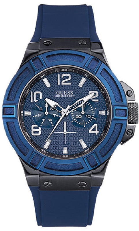 Guess Rigor Analog Blue Dial Blue Rubber Strap Watch For Men - W0248G5 Authentic Buy Shop Now