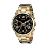 Guess Horizon Chronograph Black Dial Gold Steel Strap Watch For Men - W0379G4 Authentic Buy Shop Now