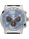 Guess Horizon Chronograph Analog Blue Dial Brown Leather Strap Watch For Men - W0380G6 Authentic Buy Shop Now