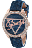 Guess Little Flirt Quartz Blue Dial Blue Leather Strap Watch For Women - W0456L6 Authentic Buy Shop Now