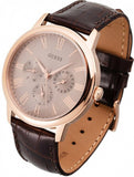Guess Wafer Quartz Beige Dial Brown Leather Strap Watch For Men - W0496G1 Authentic Buy Shop Now