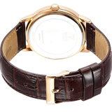Guess Wafer Quartz Beige Dial Brown Leather Strap Watch For Men - W0496G1 Authentic Buy Shop Now