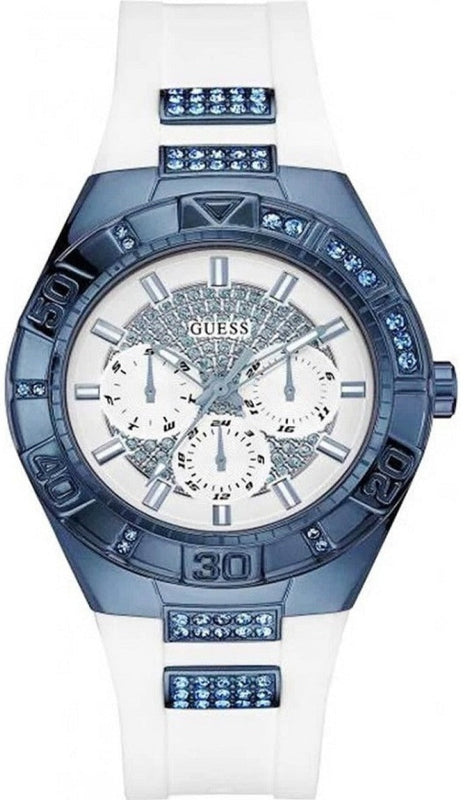 Guess Luna Diamonds White Dial White Rubber Strap Watch for Women - W0653L2 Authentic Buy Shop Now