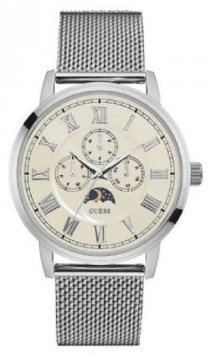 Guess Delancy White Dial Silver Mesh Bracelet Watch for Men - W0871G4 Authentic Buy Shop Now