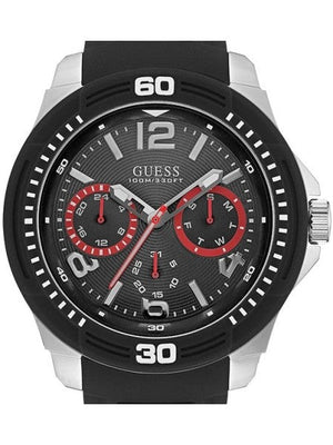 Guess Tread Black Dial Black Rubber Strap Watch for Men - W0967G1 Authentic Buy Shop Now