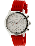 Guess Marina Chronograph Quartz White Dial Red Rubber Strap Watch for Women - W1025L2 Authentic Buy Shop Now