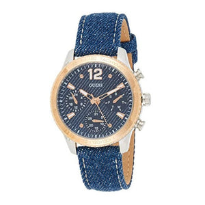 Guess Marina Chronograph Blue Dial Blue Denim Strap Watch For Women - W1057L1 Authentic Buy Shop Now